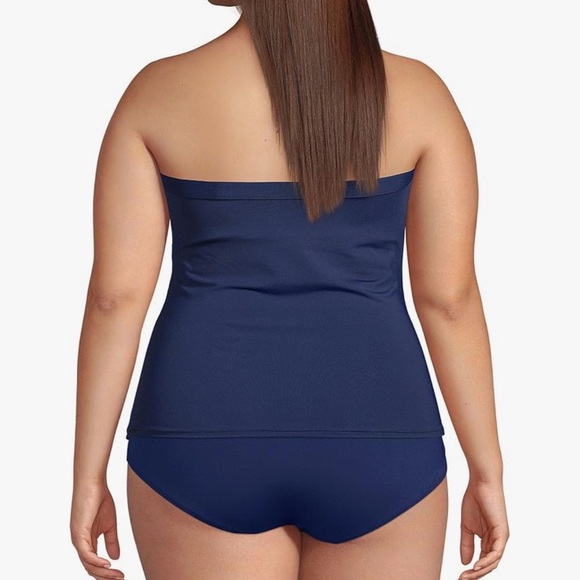 Lands' End Bandeau Tankini Swim Top Removable/Adjustable Straps-Navy-Women 20W - Picture 7 of 8